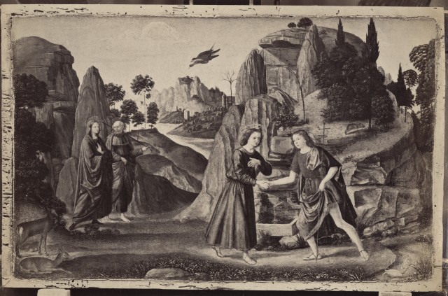 Hanfstaengl — Bigordi Domenico (Ghirlandaio) - sec. XV - Incontro di Cristo e san Giovanni Battista con la Madonna e san Giuseppe — insieme